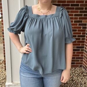 Loft Dusty Blue Blouse